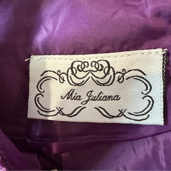 Charming Mia Juliana Girls Purple Ruffle Party Dress w/ Lace & Bow – Size 16 - Picture 6 of 15